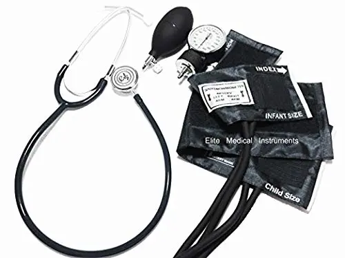 Kit De Estetoscopio Y Esfigmomanometro Neonatal  Pediátrico Elite Medical  Negro 